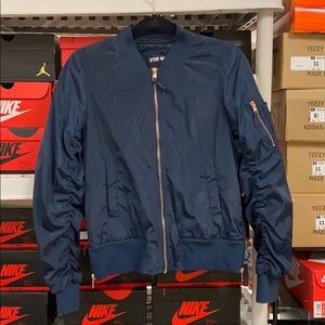Steve Madden Small Bomber Jacket - Navy/rose gold